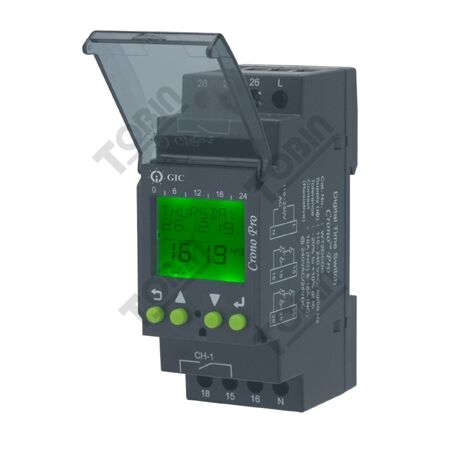 Digital Time Clock Crono 36mm Pro | 7-Day Programming | 240VAC | Compact Panel Mount | by Tobin