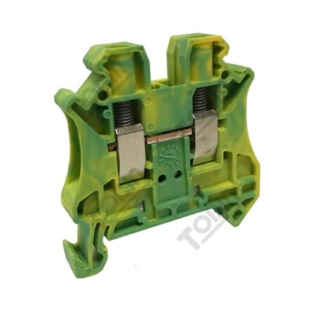 UT Terminal Single Level Earth 6mmpe | 1 In/1 Out | Corrosion Resistant Metal | DIN Rail Mount | by Tobin