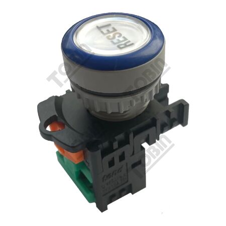 Pushbutton Flush Blue Reset Label | Sleek Design | 1 N/O Contact | by Tobin