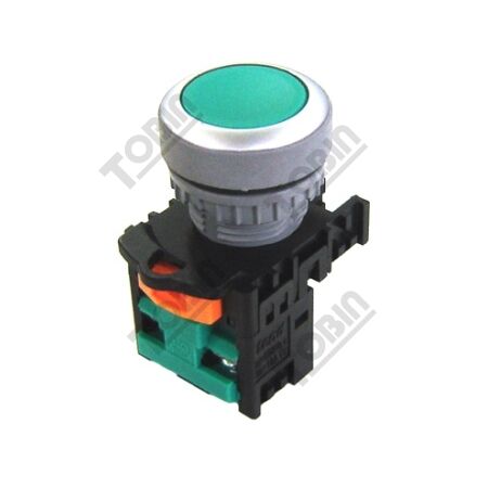 Pushbutton Flush Non Latching Green 1N/O Contact | Momentary Operation | Easy Identification | by Tobin