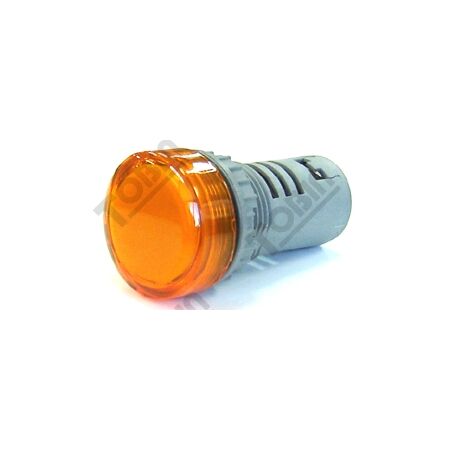 Pilot Light 22mm Hole | 24V AC/DC | Bright Amber LED | Panel Mount | by Tobin