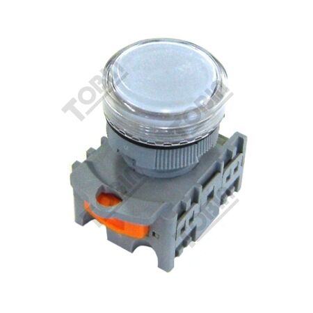 Pilot Light 22mm Hole BA9 | 24V AC/DC | White LED | Long-Life Technology | by Tobin