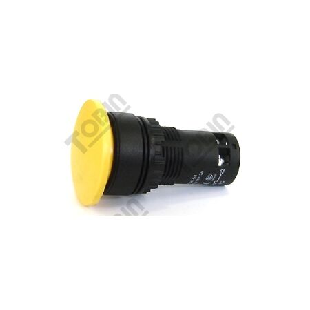 Pushbutton Monobloc Mushroom Yellow | 1 N/O & 1 N/C Contacts | High Visibility Design | by Tobin