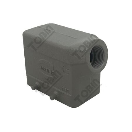 Housing 10P Alum Horizontal Hood | 10 Poles Plus Earth | 4 Pins | M20 Cable Gland | by Tobin