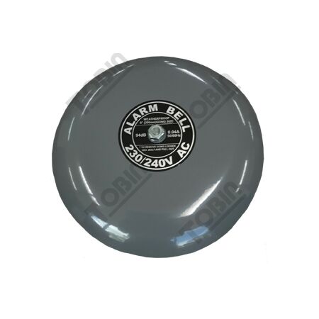 240VAC Warning Bell | 8 Inch Diameter | 95dB Sound Output | Surface Mount | Grey | by Tobin