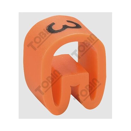 Cable Marker 3 Orange | High Visibility | Durable Plastic | Suitable for 0.75-1mm² Cables | by Tobin