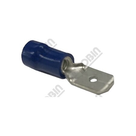 Quick Con Blue Male Connector | 1.5-2.5mm Cable Compatibility | 6.3 x 0.8mm Size | Pack of 100 | by Tobin