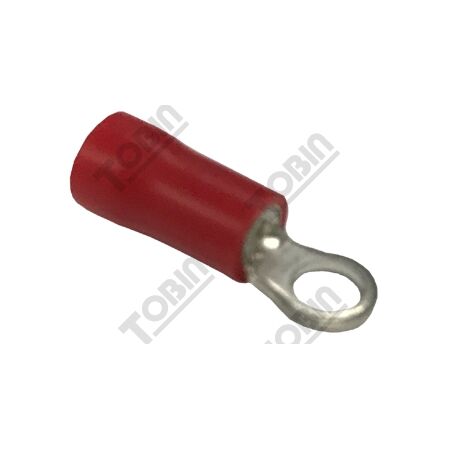 Ring Terminal Red 0.5-1.5mm | 3.7mm Stud | 19A Current Rating | Pack of 100 | by Tobin