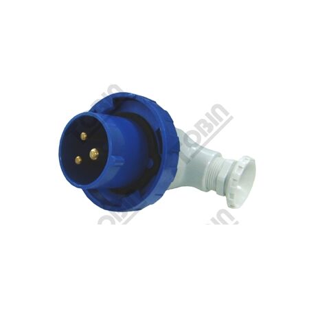 Angled Plug 16A 240VAC 2P+E | IP67 Waterproof | 90-Degree Design | by Tobin