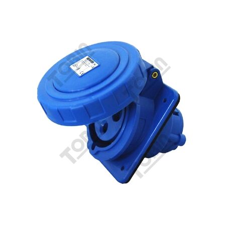Panel Mount Socket 32A 240V 2P+E | IP67 Rated | 10° Angled Design | by Tobin