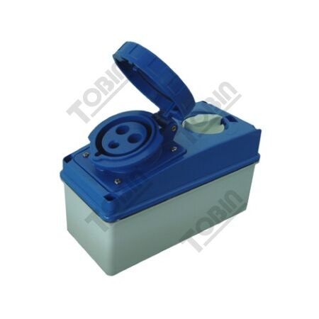 Switched Socket Outlet IP67 | 32A Current Rating | 2P+E Configuration | Waterproof Protection | by Tobin