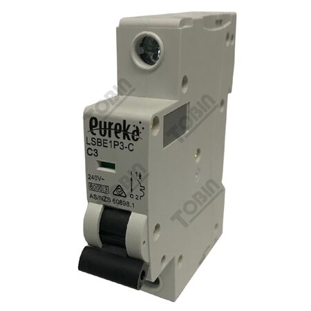 MCB EUREKA 1 Pole 3A C Curve Circuit Breaker | 6kA Breaking Capacity | by Tobin