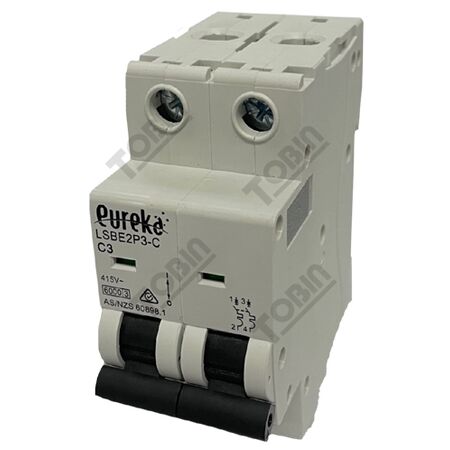 MCB EUREKA 2 Pole 3A C Curve Miniature Circuit Breaker | 6kA Breaking Capacity | by Tobin