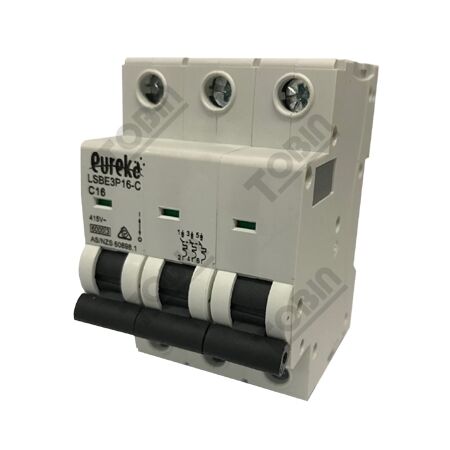 MCB EUREKA 3 Pole 16A C Curve Circuit Breaker | 6kA Breaking Capacity | by Tobin