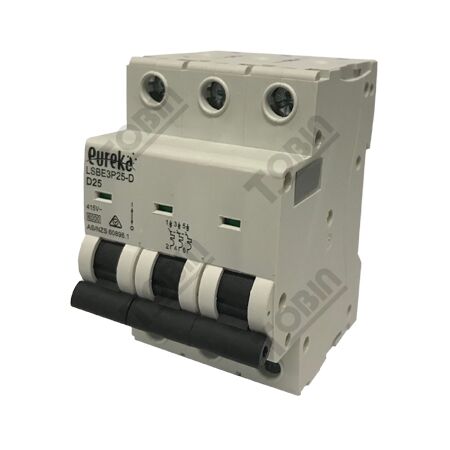 MCB EUREKA 3 Pole 6A D Curve Circuit Breaker | 6kA Breaking Capacity | Ideal for Residential & Commercial Use | by Tobin