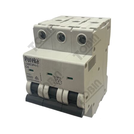 MCB EUREKA 3 Pole Miniature Circuit Breaker | 4A C Curve | 6kA Breaking Capacity | by Tobin
