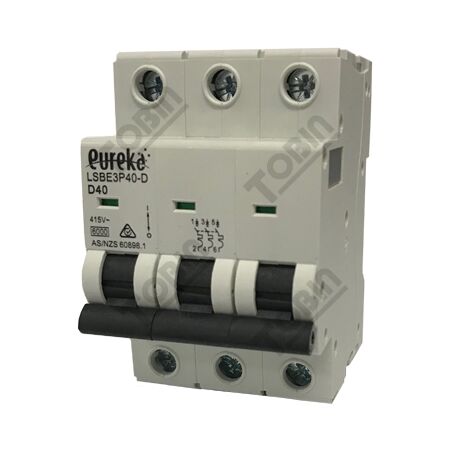 MCB EUREKA 3 Pole 40A D Curve Circuit Breaker | 6kA Breaking Capacity | by Tobin