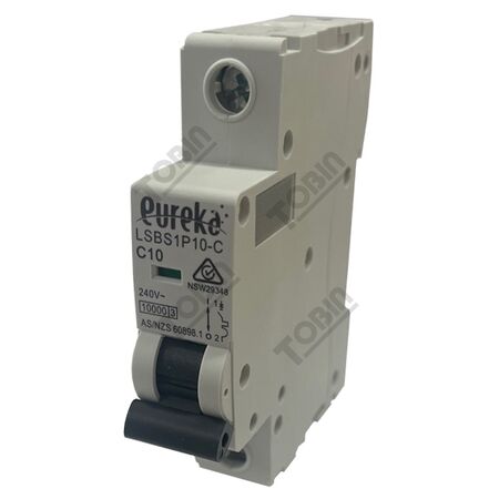 MCB EUREKA 1 Pole 10A C Curve Circuit Breaker | 10kA Breaking Capacity | by Tobin