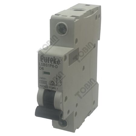 MCB EUREKA 1 Pole 16A D Curve Circuit Breaker | 10kA Breaking Capacity | High Inrush Current Protection | by Tobin