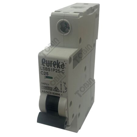 MCB EUREKA 1 Pole 25A C Curve | 10kA Breaking Capacity | by Tobin