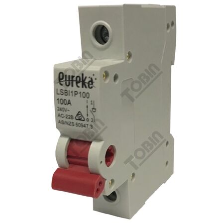 Isolator EUREKA Din Mount 1 Pole 100A | Single Pole Switch | DIN Rail Mountable | by Tobin