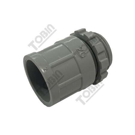 20mm PVC Plain to Screwed Adaptor | Locknut Included | Glue Type Connection | by Tobin