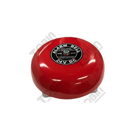 24VDC 6 Inch Red Warning Bell | 86dB Sound Output | IP44 Rated | by Tobin