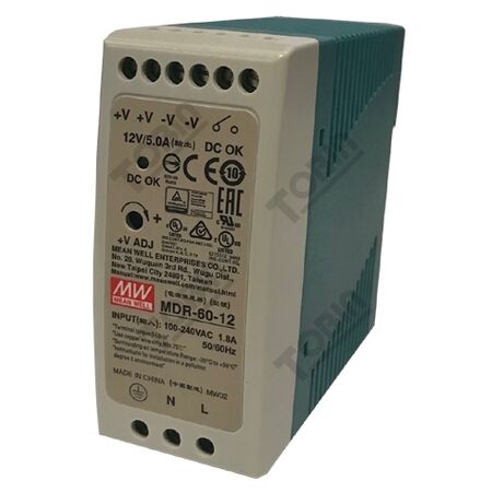 Power Supply 85-264VAC In 12VDC 5A Out 60W | Compact Design | Overload Protection | by Tobin
