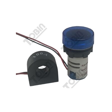 Ammeter - Voltmeter 22mm | 0-100A Current Range | 50-500VAC Voltage Range | Blue Display | by Tobin