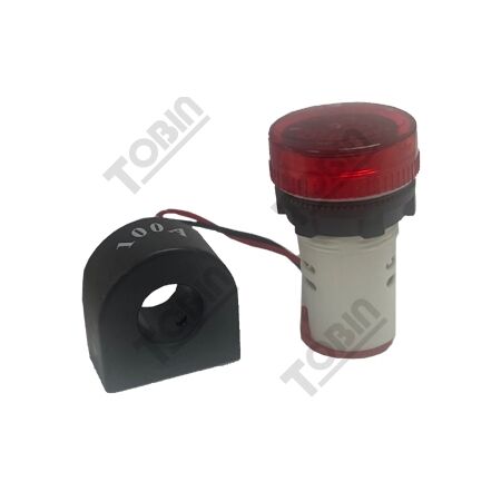 Ammeter 22mm CT Operated | 0-100A Measurement Range | Red Display | by Tobin