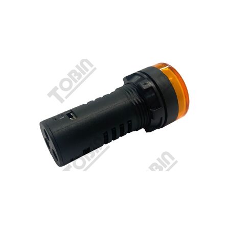 22mm Amber Pilot Light with Test Diode | 24V AC/DC | LED Indicator | by Tobin