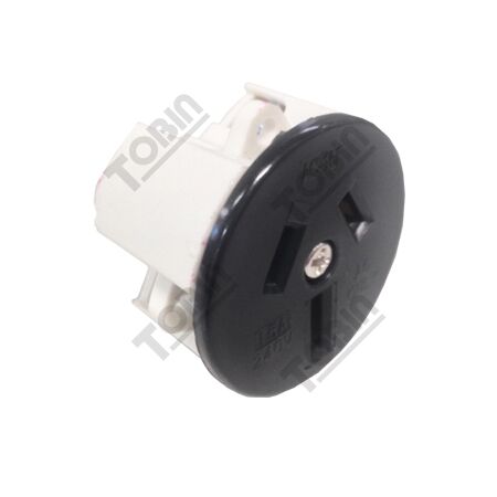 Panel Mount Unswitched Socket 15A Black | Flush Mount Design | Suitable for 1.2mm Panels | by Tobin