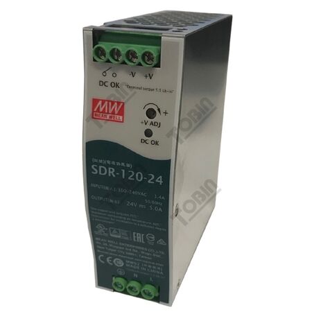 24V DC Power Supply | 85-264VAC Input | 5A Output | 120W Power Adapter | by Tobin