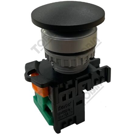 Pushbutton Mushroom Head Black | 1 N/O Contact | Easy Activation | by Tobin