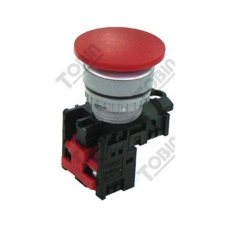 Pushbutton Mushroom Head Red | 1 N/C Contact | Easy Activation | Emergency Stop Function | by Tobin
