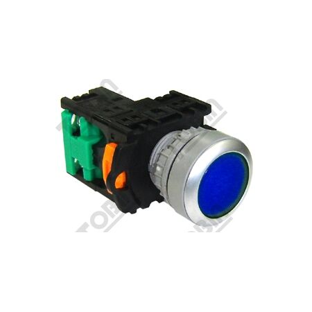 Pushbutton Illuminated 240VAC | Blue LED | 1N/O Contact | Flush Mount | by Tobin