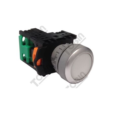 Pushbutton Illuminated 24VAC | LED Light | White Color | 1 N/O Contact | by Tobin