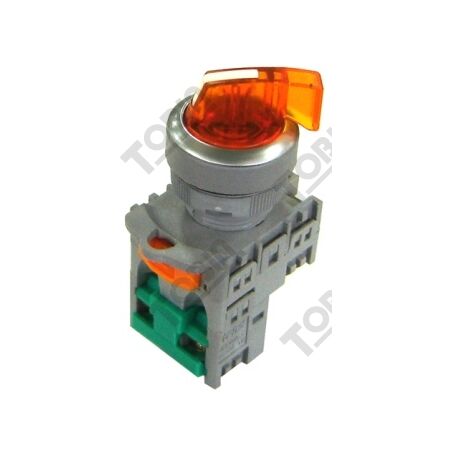 Selector Switch 2 Position Illuminated 24V | LED & Orange Actuator | N/O Contact | by Tobin