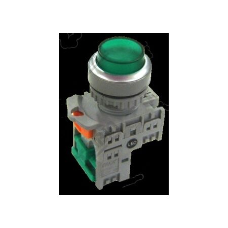 Pushbutton Ill Raised 240VAC LED Green | 1 N/O Contact | Energy Efficient | by Tobin