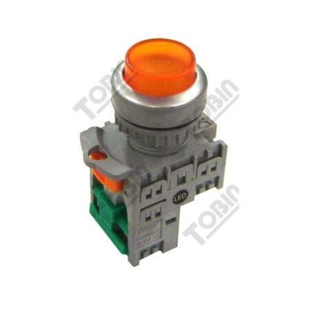 Pushbutton Ill Raised 240VAC LED Orange | 1 N/O Contact | Energy Efficient | by Tobin