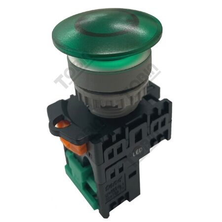 Pushbutton M/Room Head Green Ill 24VAC LED | 1 N/O Contact | Ideal for Control Circuits | by Tobin