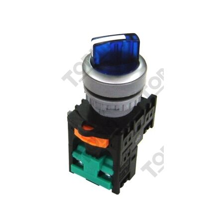Selector Switch 2 Pos Illuminated 240V | Short Blue Actuator | 1 N/O Contact | by Tobin