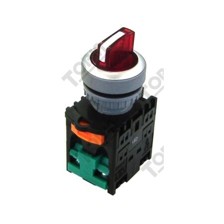3 Position Illuminated Selector Switch | 240V LED | Red Color | 2 N/O Contacts | by Tobin