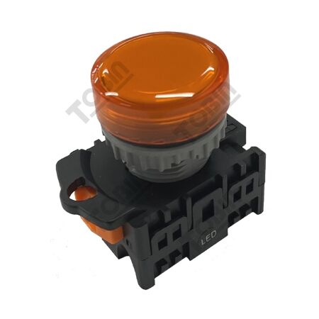 Pilot Light 22mm Hole BA9 240V AC Amber LED | 30mm Mounting Depth | by Tobin