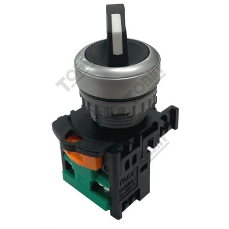 Selector Switch 2 Pos Spring Return | Black Finish | 1 N/O Contact | by Tobin