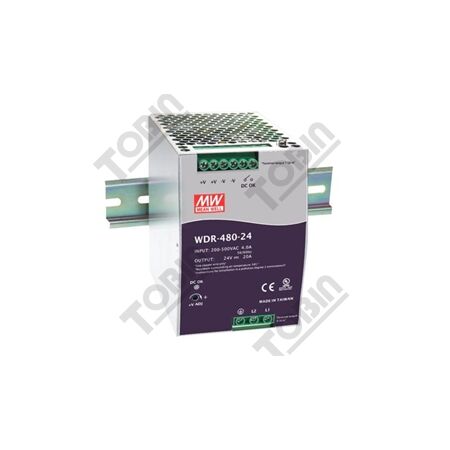 Power Supply 180-550VAC | 24V DC Output | 20A Current | DIN Rail Mountable | by Tobin