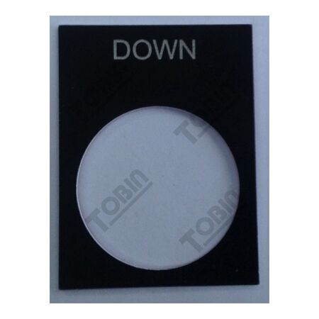 Pushbutton Legend Plate Down | Durable Plastic | Clear 'Down' Marking | Easy Installation | by Tobin