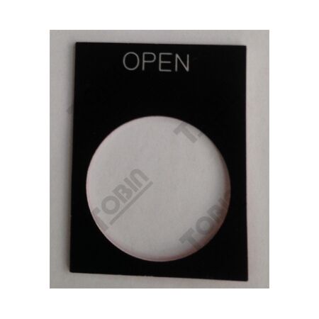 Pushbutton Legend Plate Open | Durable Plastic | Clear 'Open' Legend | Industrial Use | by Tobin
