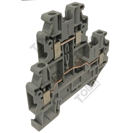 UT Terminal Double Level 4mm | 1 In/1 Out | 2x32A Current Rating | DIN Rail Mount | by Tobin