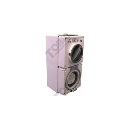 Switched Socket Outlet 3 Flat Pin | 15A 250V | IP66 Weatherproof | by Tobin